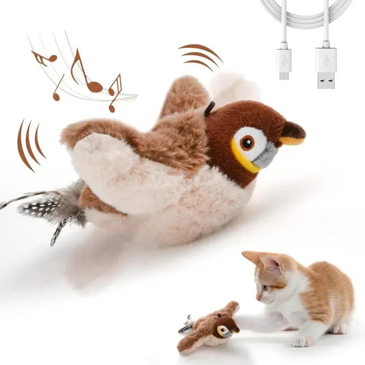 Electric Plush Cat Interactive Bird Toy
